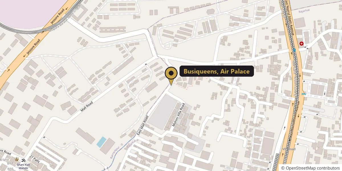 Map showing Busiqueens at Air Palace, Mondal Ganthi, Kaikhali, Kolkata
